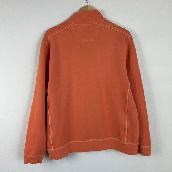 Tommy Bahama Relax Half Zip L/S Sweater Mens Large Orange Cotton Stretch Spring - Picture 2 of 9